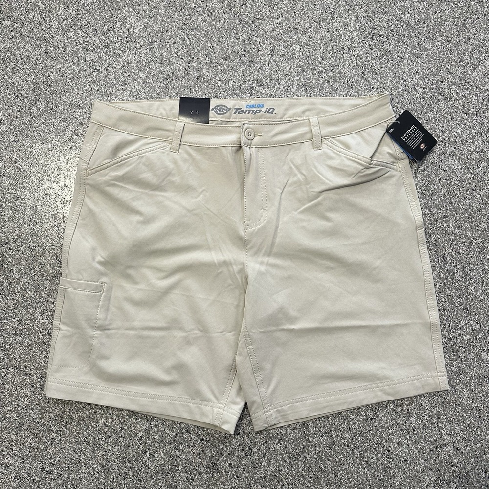 Dickies Shorts Womens 16 Beige Performance Workwear Cooling Temp IQ 9" Stretch